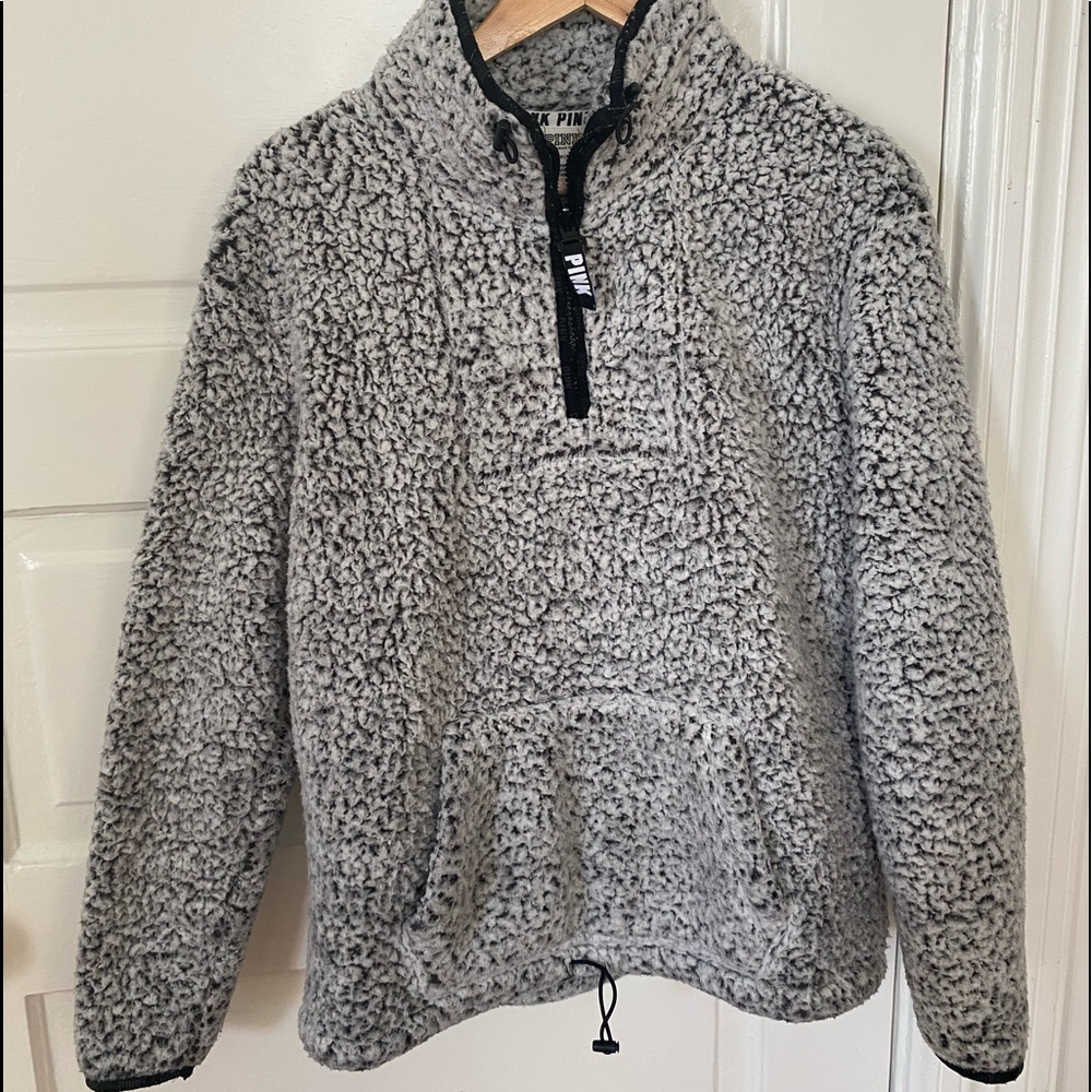 pink sherpa quarter zip
